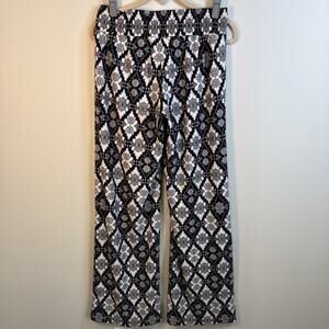 Vtg Y2K Cache Palazzo Pants Womens 8 Black White Geometric Wide Leg Lined